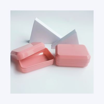 Cassa per sapone da viaggio portatile rettangolare di colore caramella con portapiatti di plastica per sapone da bagno