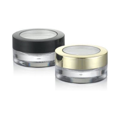 PS Materiale Struttura 5 ml Imballaggio cosmetico Bottone di crema in plastica nera e ambra trasparente con coperchio
