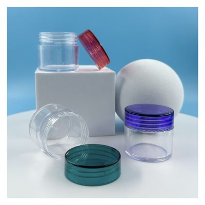 Bottine di plastica trasparente con coperchi colorati 30g Bottine cosmetiche per la cura del viso
