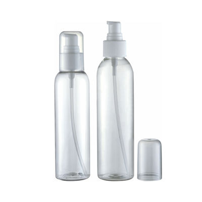 Bottiglia di plastica PET trasparente per cosmetici da 120 ml a 150 ml con lotion pump spray in colore personalizzato
