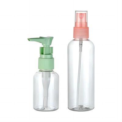 Materiale di base PET Bottiglie di plastica portatili da 50 ml a 100 ml con pompa di lozione Spruzzatore di nebbia fine